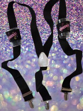 Party Black Shot Glass Suspender Lanyard with 'Cheers' Cups